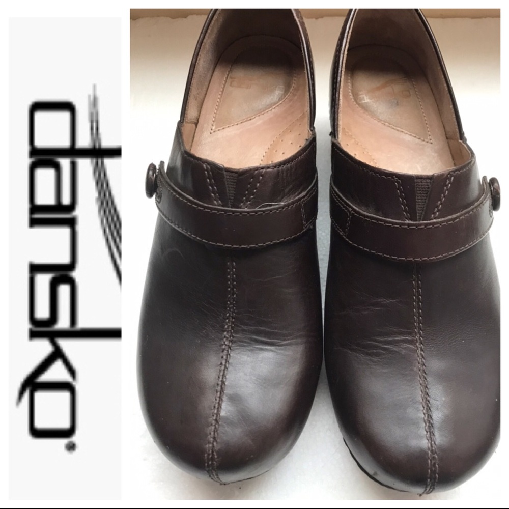 DANSKO Solstice Brown Leather Clogs Size 9.5